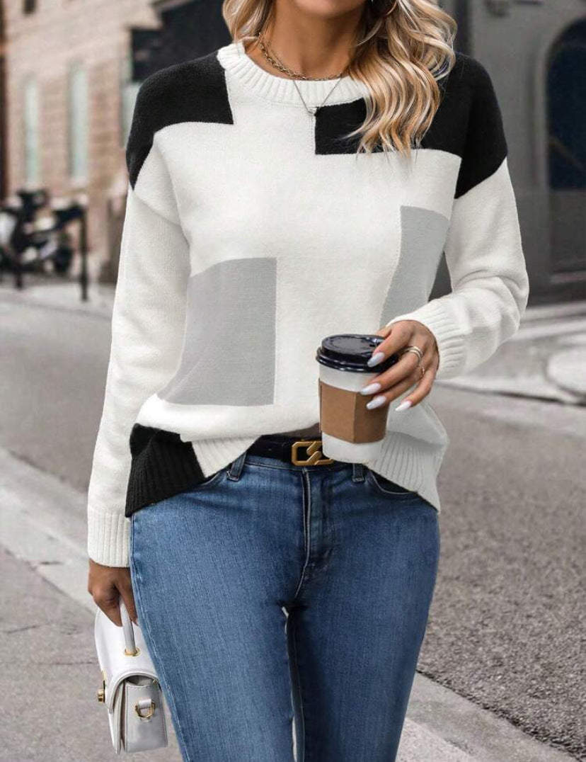 Kvindernes stilfulde sweater med geometrisk mønster og trendy snit Stilla