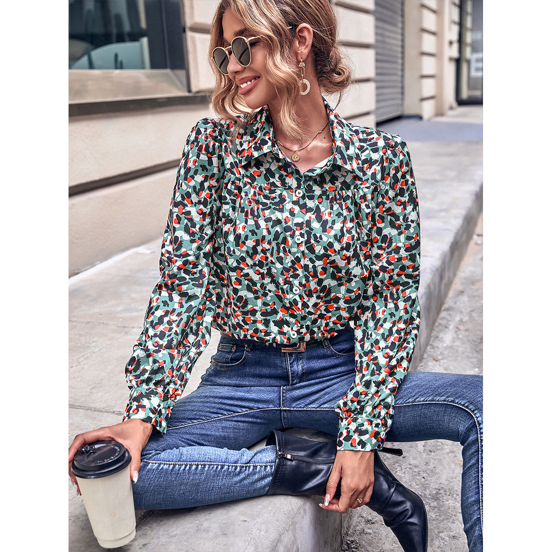 Kvinde top med blomstertryk og trendy puffærmer Stilla