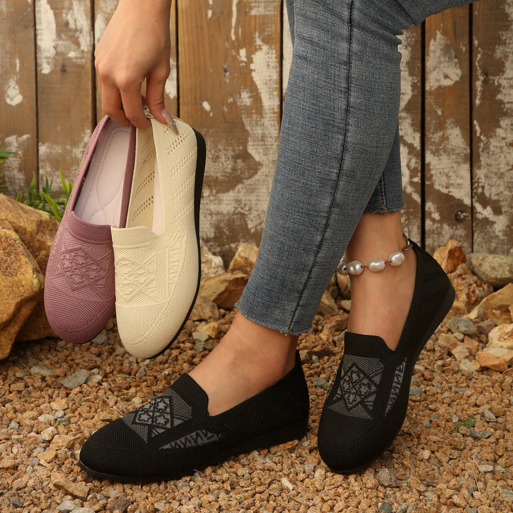 Dame behagelige Slip-On Ballerinas med åndbart strik-overmateriale og komfortabel sål Stilla