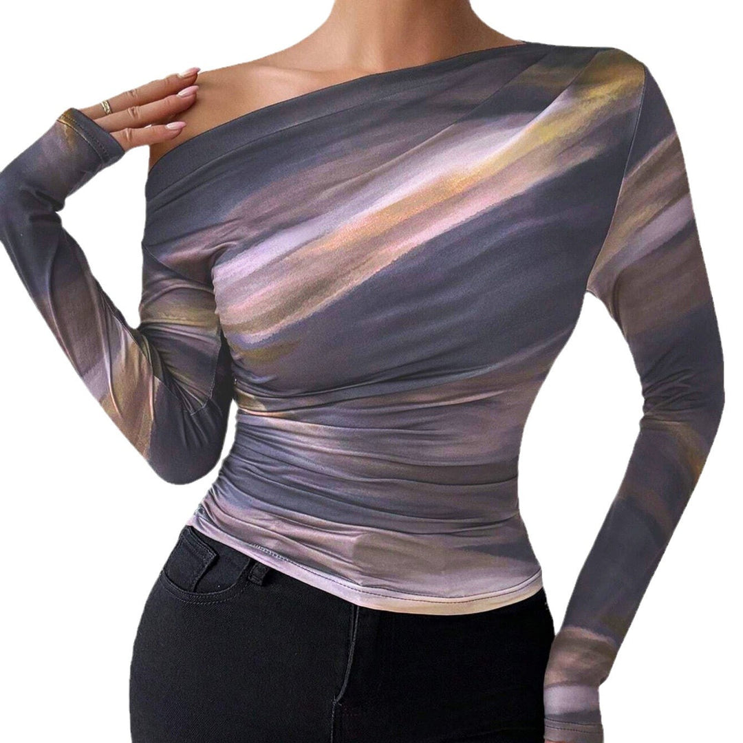 Dame Off-Shoulder Kunstnerisk Print Top Stilla