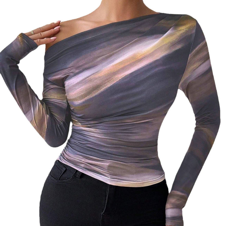 Dame Off-Shoulder Kunstnerisk Print Top Stilla