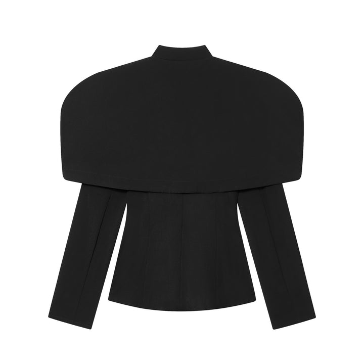 Dame elegant blazerjakke med oversized skulderklapper og gyldne knapdetaljer Skovae