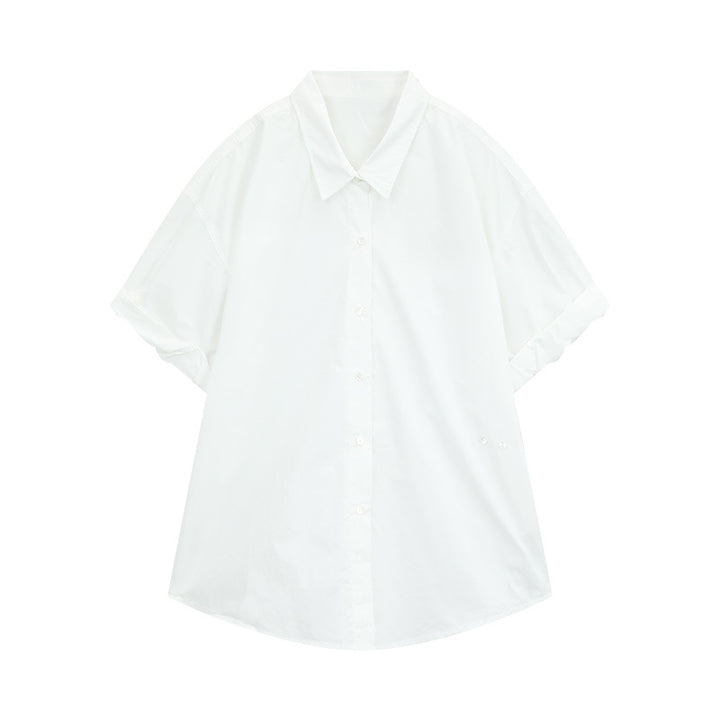 Dame Oversized Skjortebluse med kort ærme og moderne snit Stilla