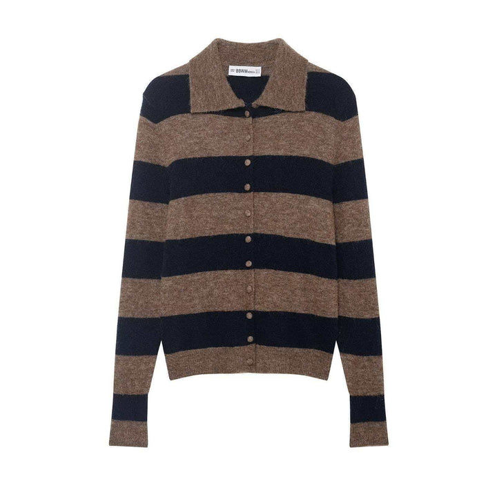 Kvinders elegante cardigan med stribet design og knapdetaljer Stilla