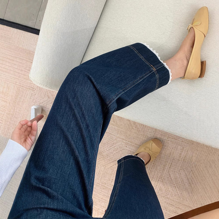 Dame Modejeans med spidsafslutning Stilla