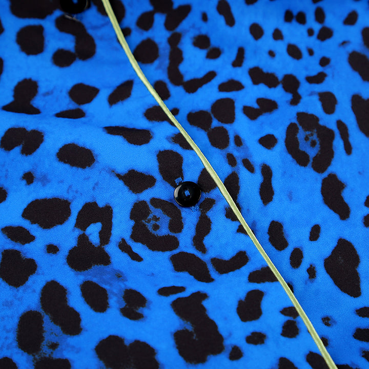 Dame Satin-Pyjama-Sæt med ekstravagant leopardmønster Stilla