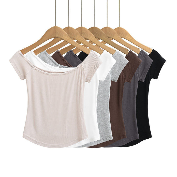 Dame Off-Shoulder Top med elegant ribstruktur Stilla