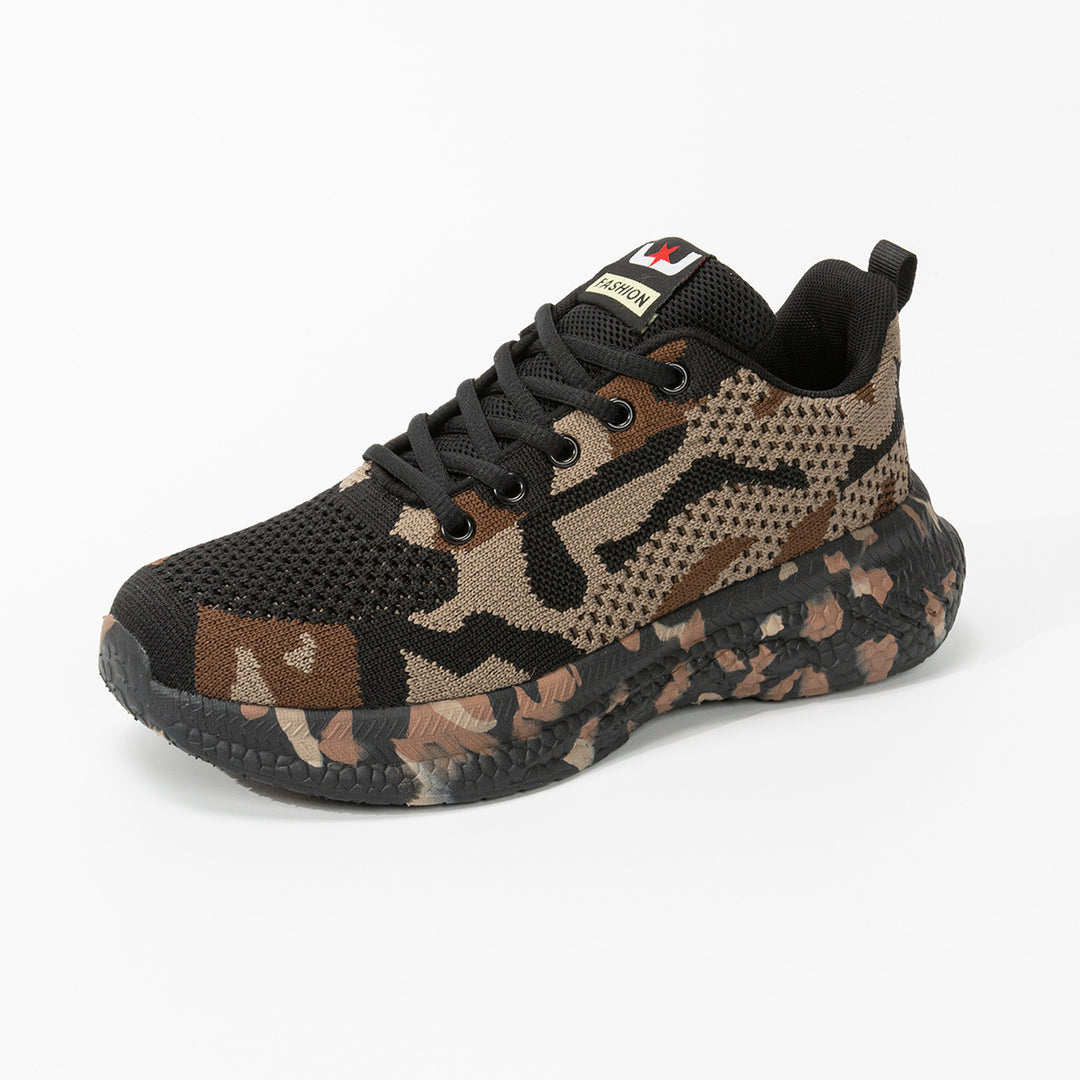 Unisex nan Camouflage-strik-sneaker med formet dæmpnings-mellemsål og profileret sål-design Skovae