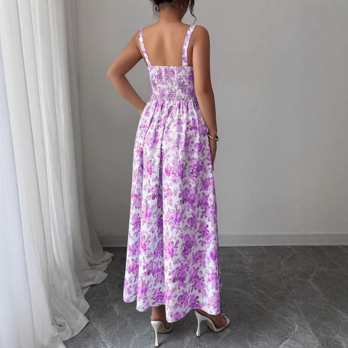 Dame Maxikjole med blomsterdesign og smal silhuet Stilla
