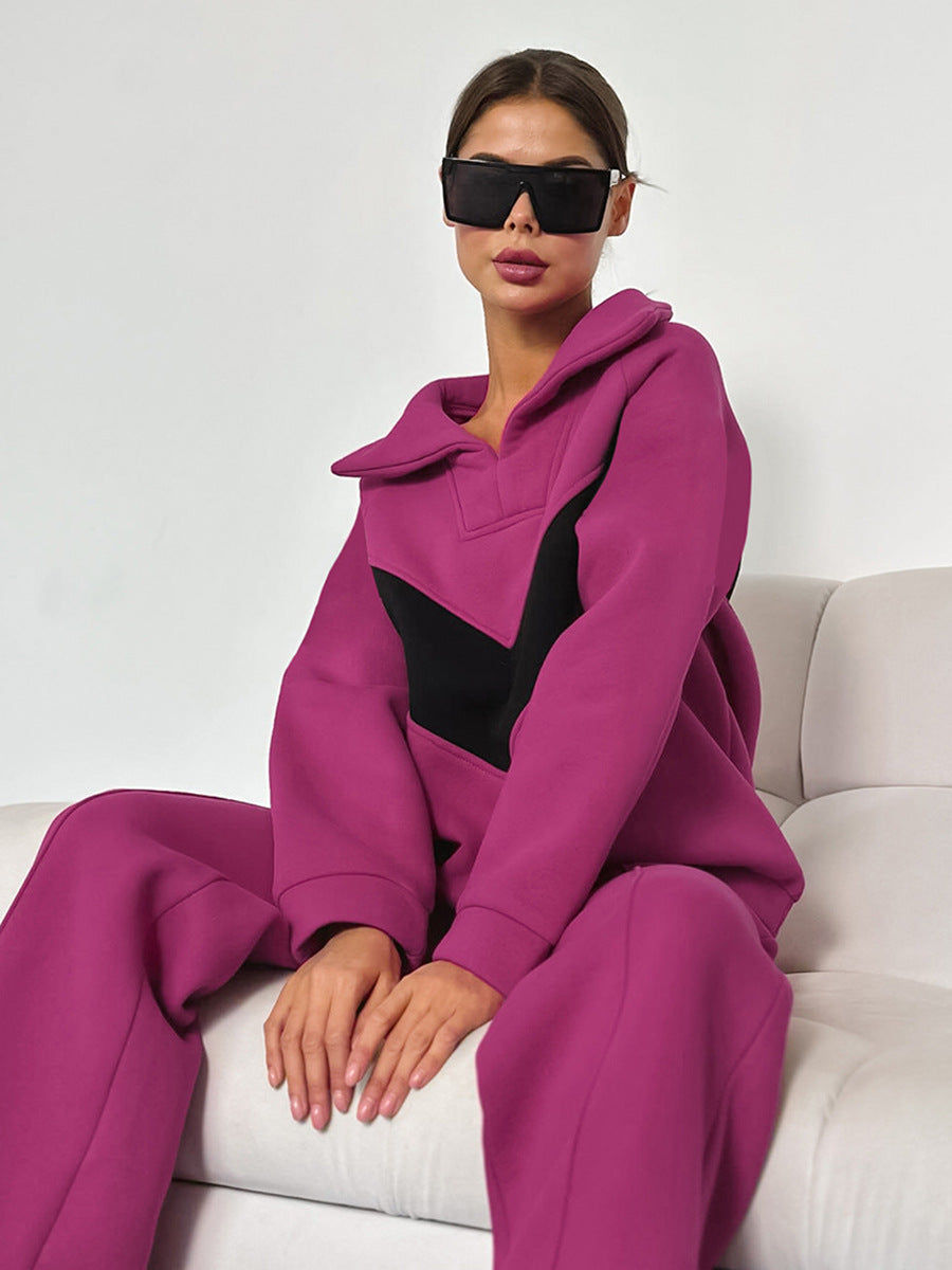 Dame Sporty joggingdragt med modekrave og farveblokdesign Stilla