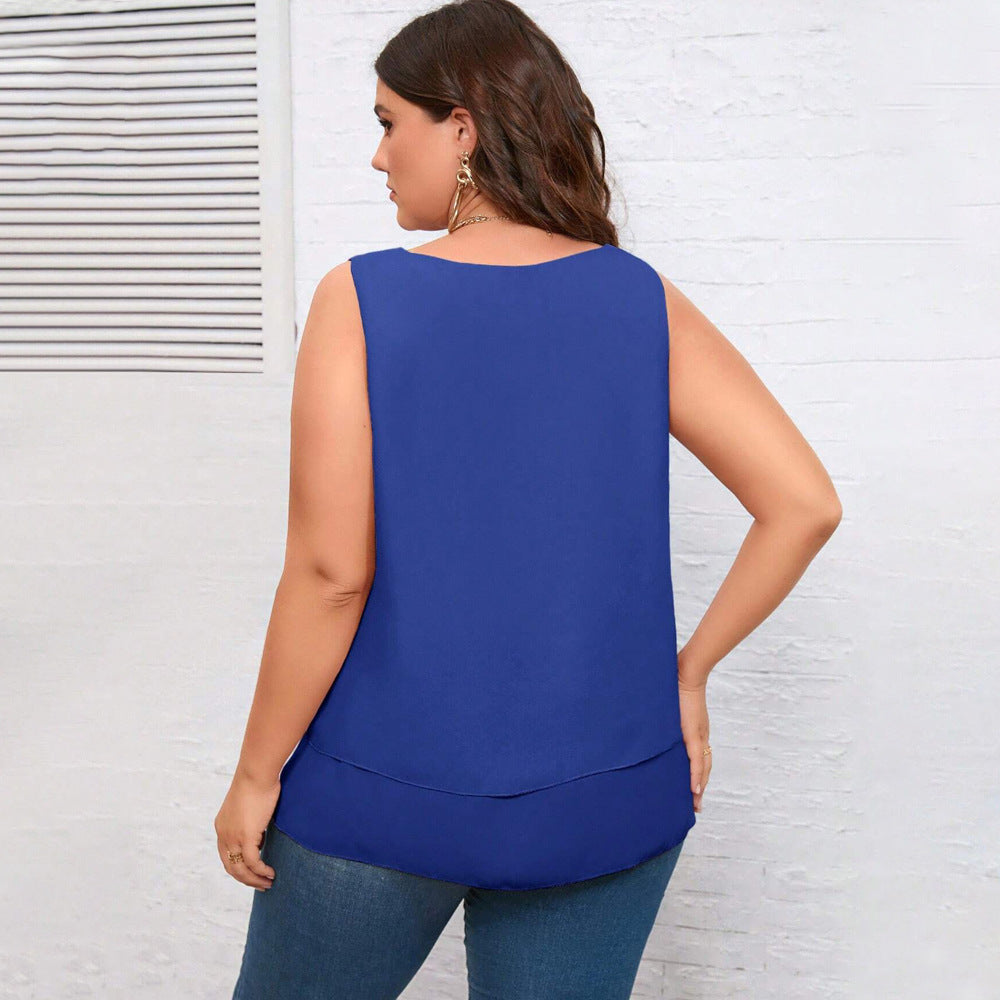 Dame flydende V-hals top med moderne lag-design Stilla