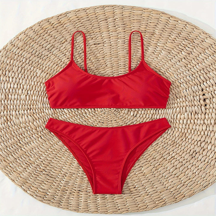 Dame elegant to-delt bikini med fine stropper Skovae