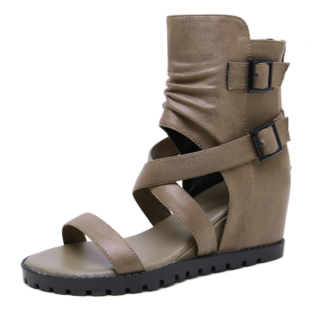 Dame Wedge-sandaler med elastisk remdesign og moderne rynkeelement Stilla