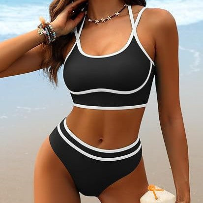 Dame Sporty Bikini-sæt med moderne snit og farverige accenter Skovae