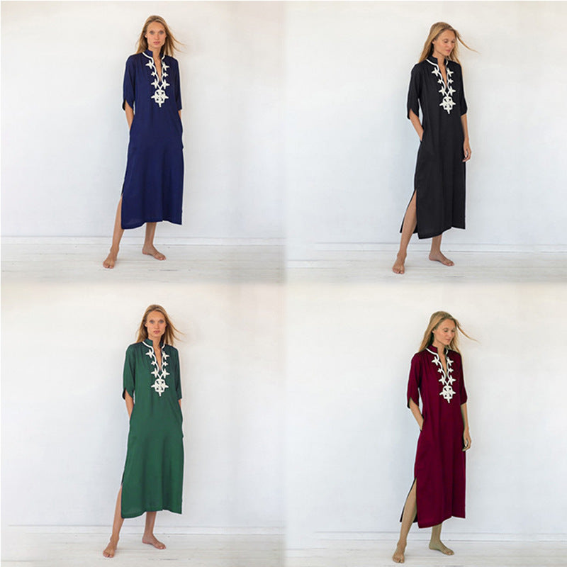 Dame Maxikjole med elegant broderi Stilla