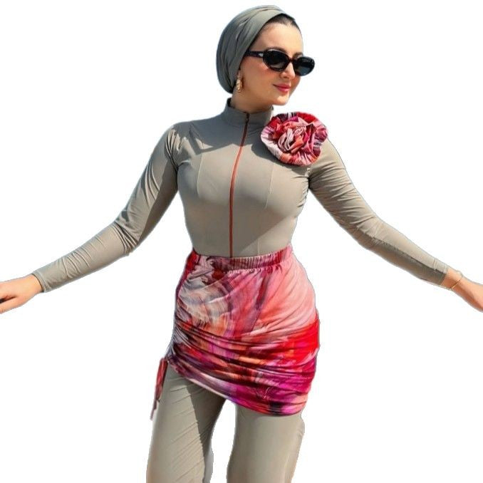 Dame Mode UV-beskyttende badedragt med sarong og lange ærmer Skovae