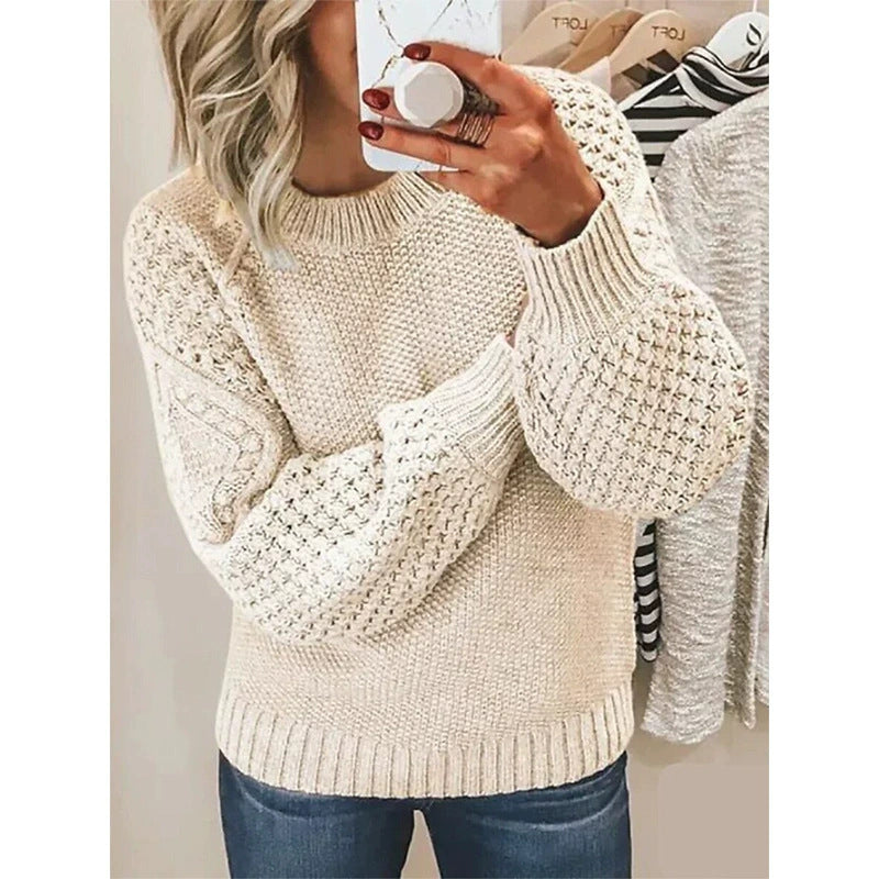 Dame strikpullover med struktureret mønster Stilla