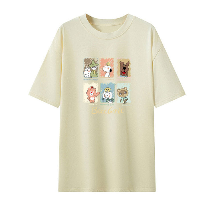 Dame T-shirt med kunstnerisk dyremotivtryk og løs pasform Stilla
