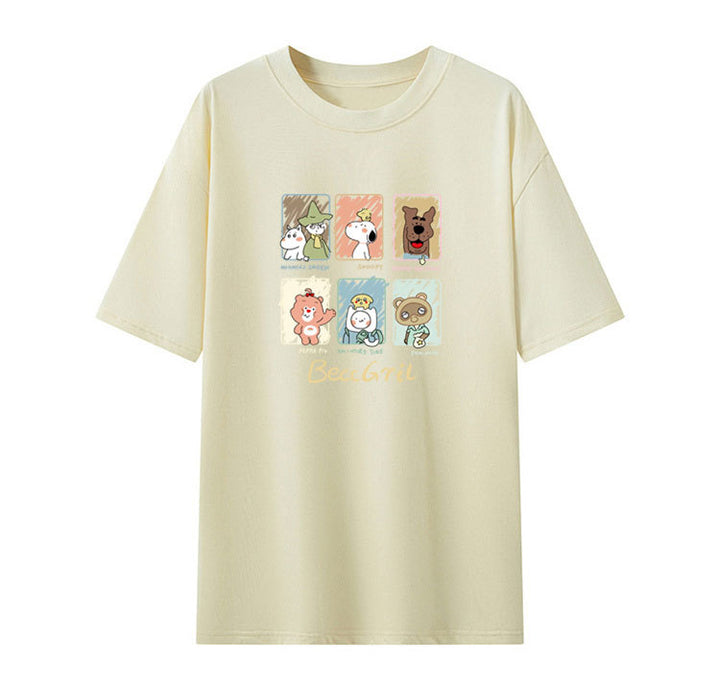 Dame T-shirt med kunstnerisk dyremotivtryk og løs pasform Stilla