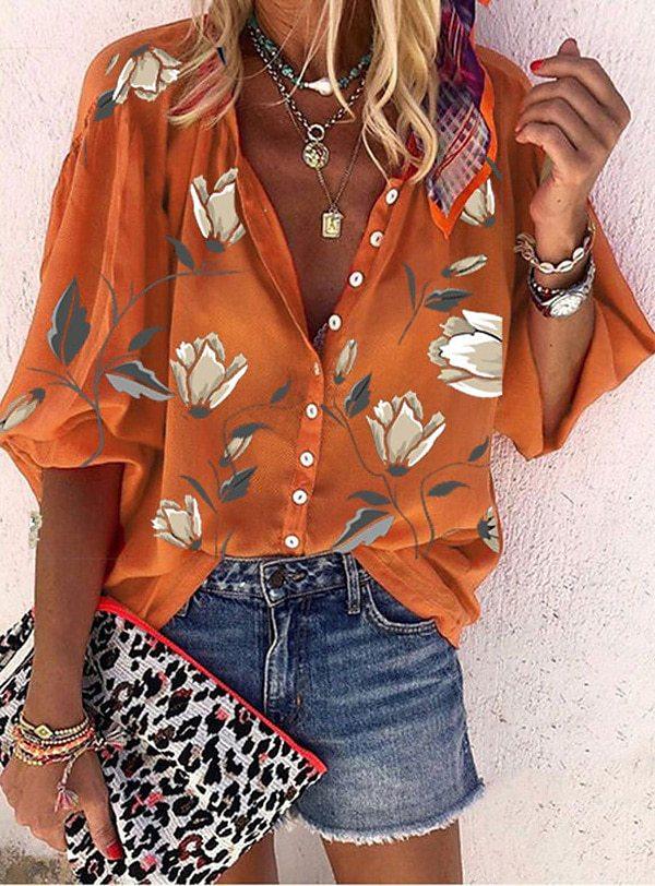 Skovae | Spidsbroderet Boho Langærmet Tunika Bluse