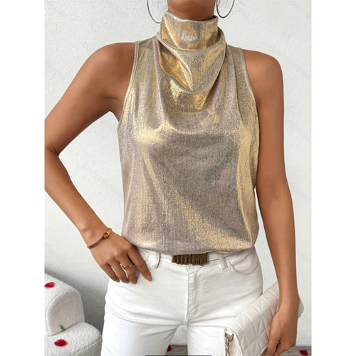 Dame Elegant bluse med ædel høj krave Skovae
