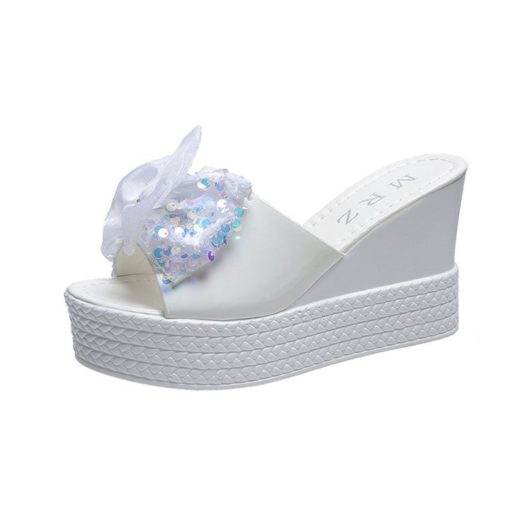 Dame mode Wedge-sandaler med glitrende paillet-detaljer og behagelig fodseng Stilla