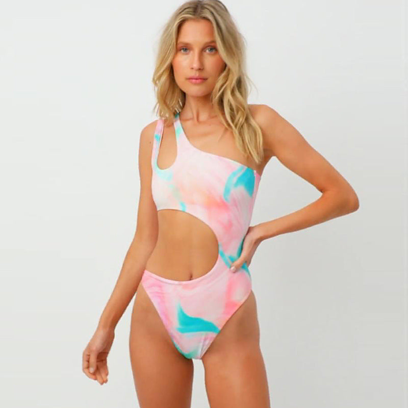 Dame Én-delt badedragt med asymmetrisk cut-out-design og høj benudskæring Stilla