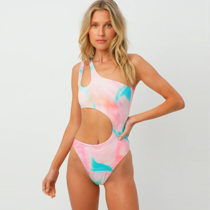 Dame Én-delt badedragt med asymmetrisk cut-out-design og høj benudskæring Stilla