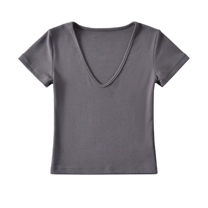 Dame V-hals T-shirt med figursyet snit Stilla