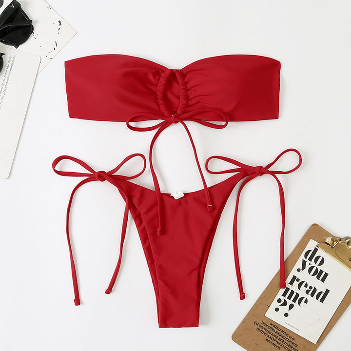 Dame Bandeau-Bikini-sæt med justerbare stropper og høj udskæring Stilla