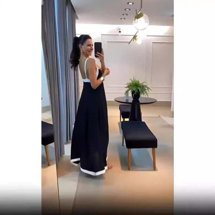 Dame Maxikjole i elegant indpakningsstil med raffinerede stropdetaljer Stilla
