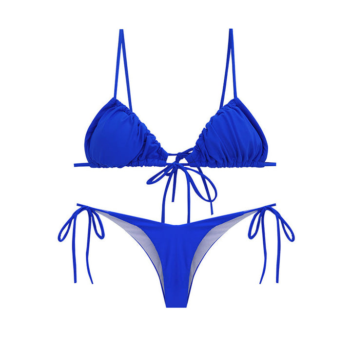 Dame bikini-sæt med justerbare stropper og ruchet top Skovae