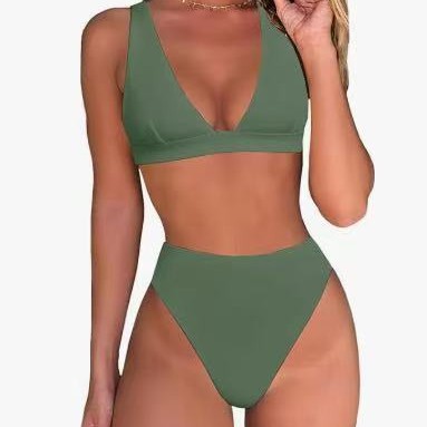 Dame Høj taljeret Bikini Sæt med V-Udskæring Skovae