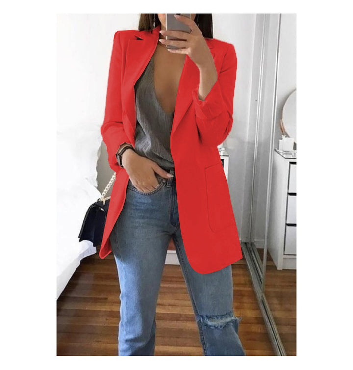 Dame elegant blazer med tætsiddende snit og praktiske lommer Skovae
