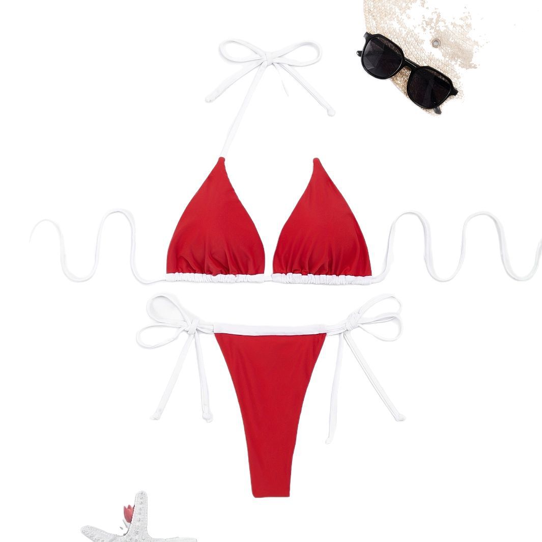 Dame Triangel-Bikini-Sæt med raffineret snit og justerbare bånd Stilla