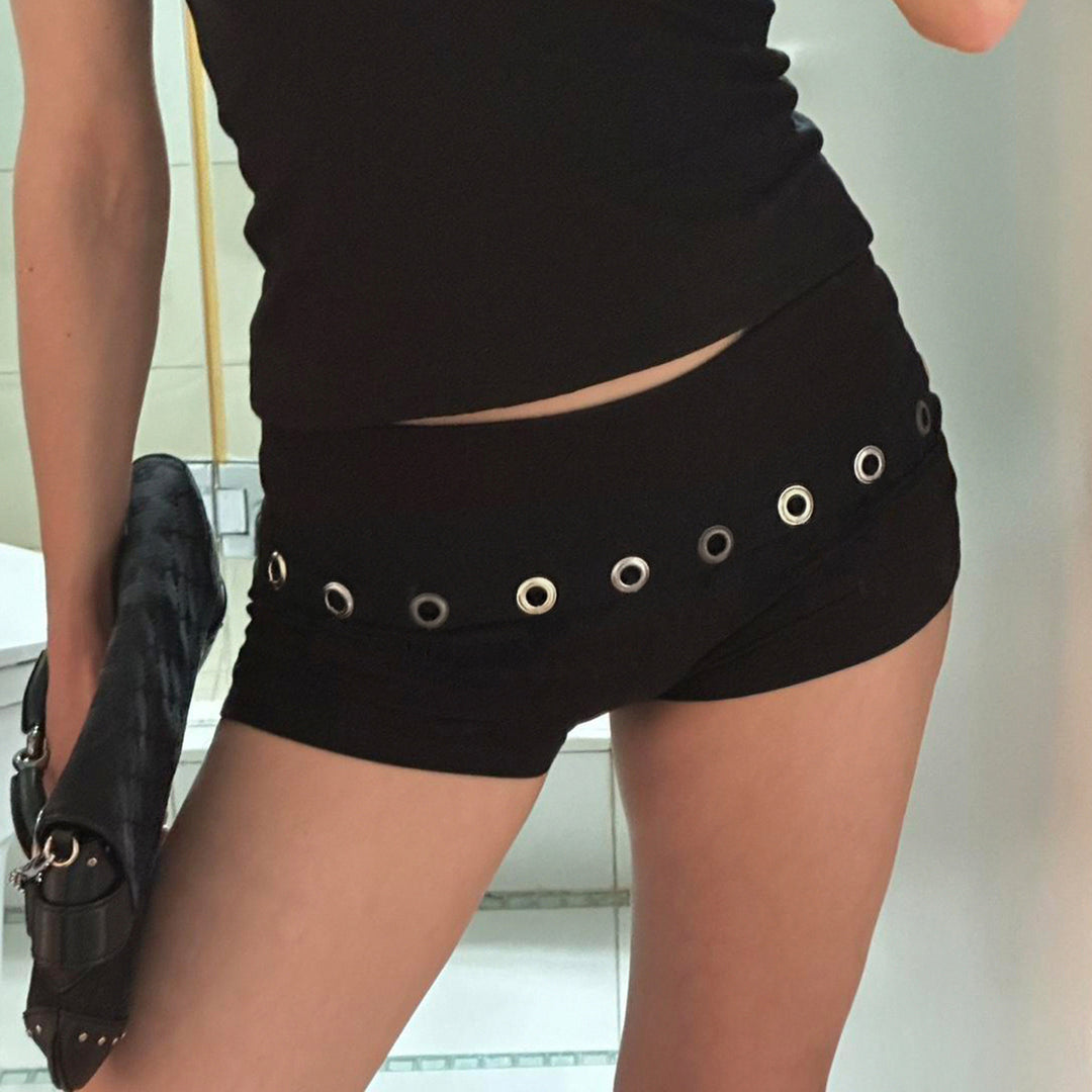 Damer sporty shorts med kontrasterende linning og elegante øjer Skovae