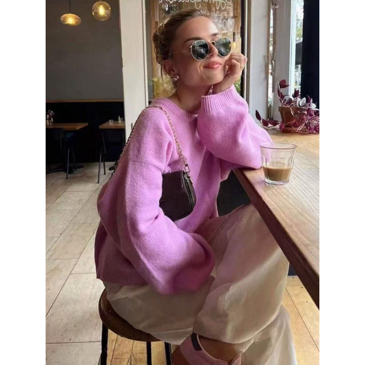 Dame hyggelig rundhals sweater lavet af fin strik kvalitetsblanding Stilla