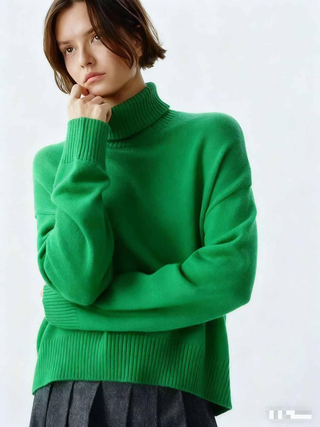Dame Cozy Turtleneck Sweater med Oversized Snit og Fin Ribstruktur Stilla