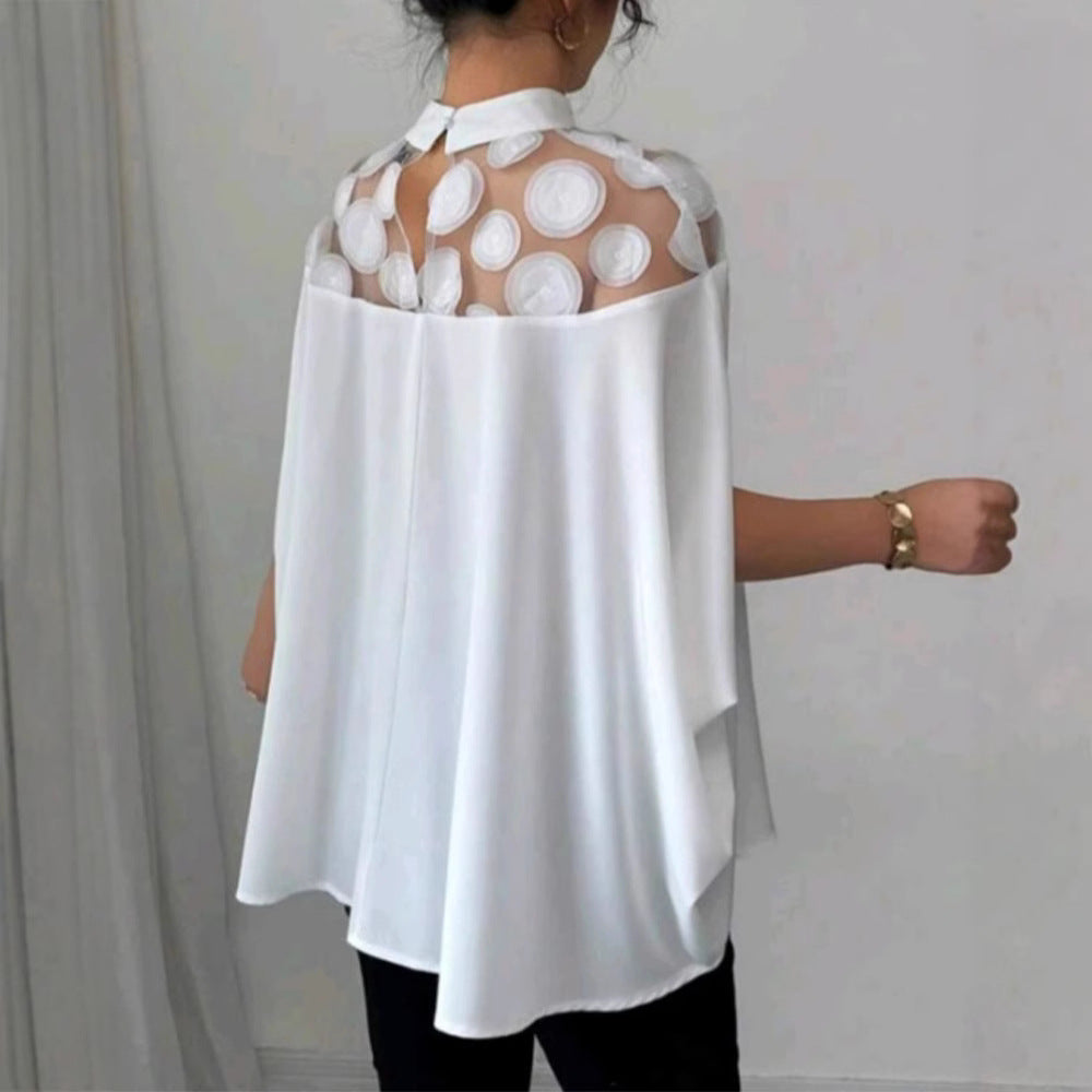 Damebluse med raffineret gennemsigtighed-design og flæseærmer Stilla