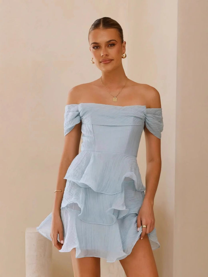 Kvindernes romantiske ruffle kjole med off-the-shoulder design Stilla
