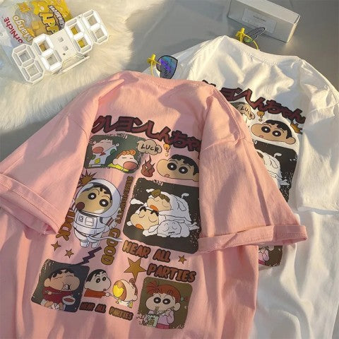 Dame T-shirt med kreativt comic-motiv og afslappet snit Stilla