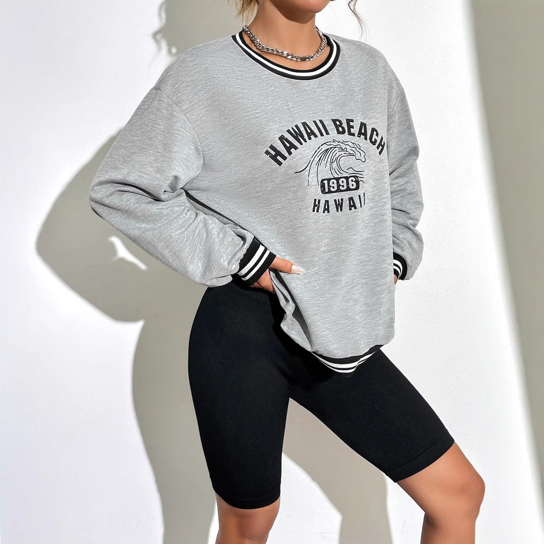 Kvinders afslappede sweatshirt med trykt Hawaii motiv og dropped skuldre Stilla