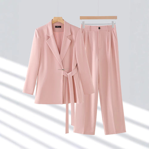 Stilla | Jumpsuit Skræddersyet Blazer Taljeret Bælte Bredde Ben Luksuriøst Stof