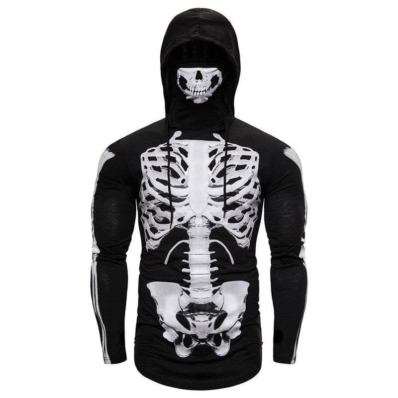 Herrer Grafik Langærmet Hoodie med Skelettryk Stilla