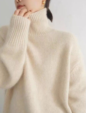 Kvinderne cashmere rullehals sweater med en løs pasform og elegant tekstur Stilla