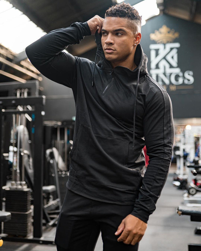 Herrer Sporty Hættetrøje med Zip og Kængurutaske Stilla