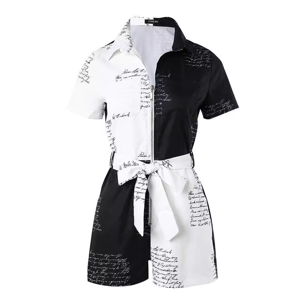 Dame Modet jumpsuit med skriftdesign og figursyet pasform Skovae