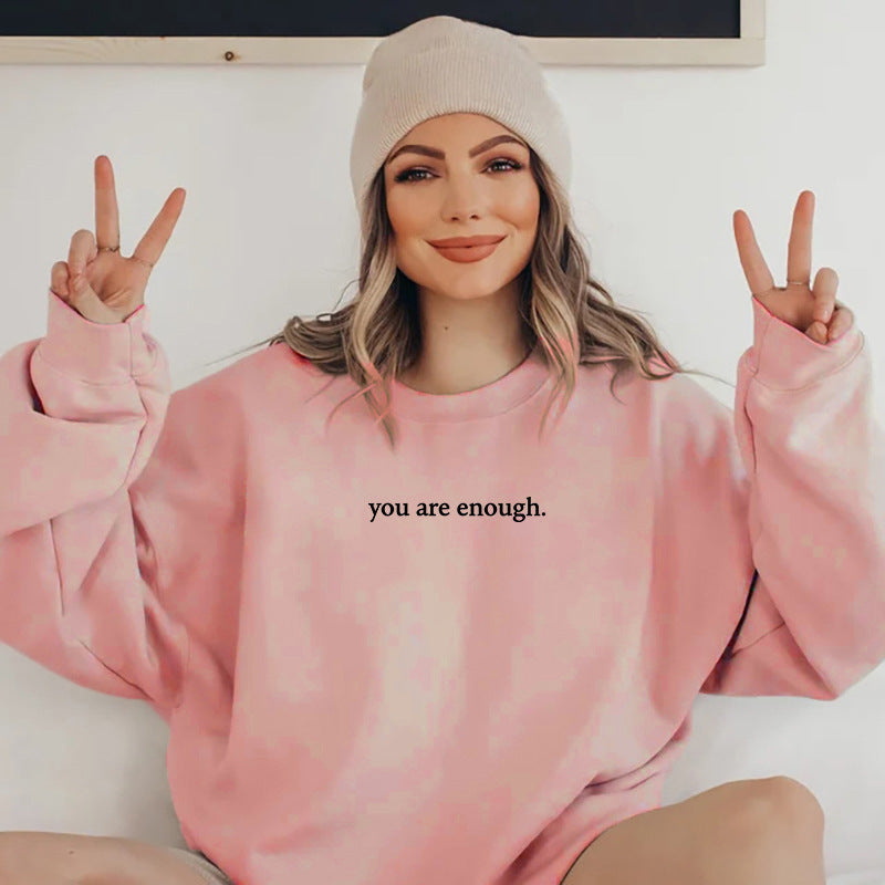 Kvinders sweatshirt med inspirerende tekst Skovae