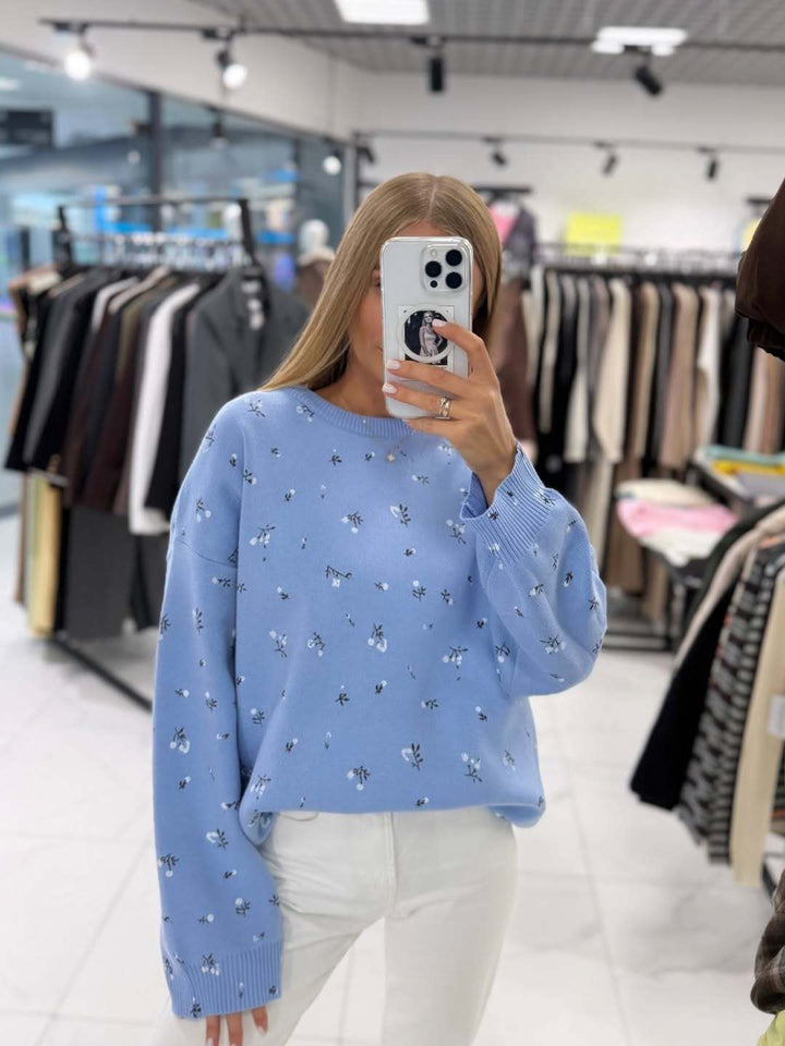 Kvinders afslappede sweater med blomstermønster Stilla