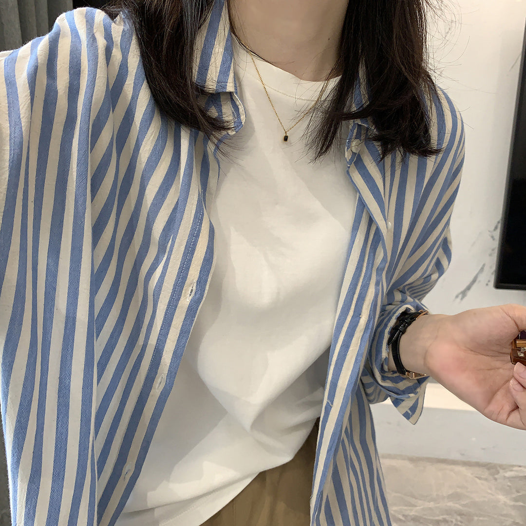 Damer casual stribet jakke i let materiale Stilla